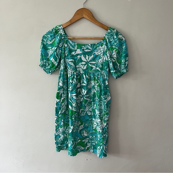 Lilly Pulitzer Girl's Delaney Floral Flutter Sleeve Dress Size L 8-10 - Picture 1 of 4